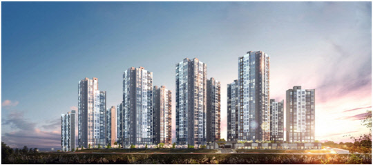 라인건설이 이달 충남 아산서 분양하는 '아산테크노밸리6차 이지더원' 투시도. <라인건설 제공>